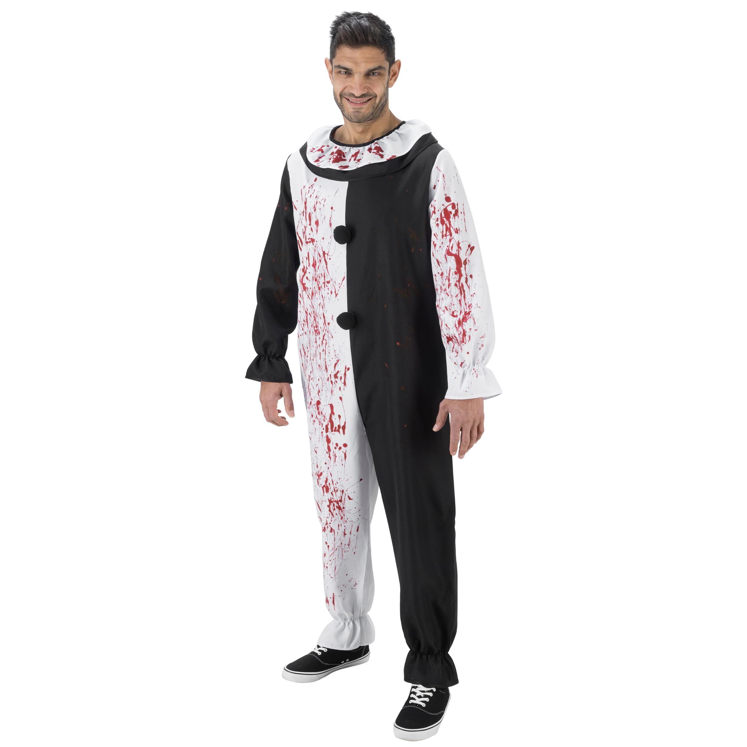 Chaks - Terrifier Art the Clown Jumpsuit, Two-Tone Black and White Horror Look, Costume Jumpsuit for Halloween