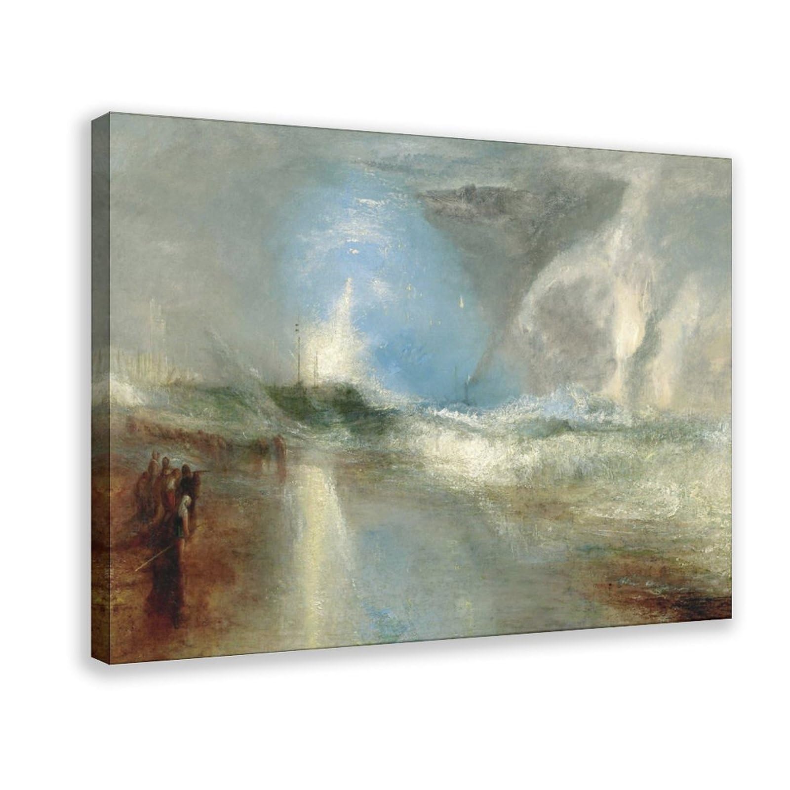 DFJyjFGJJ Joseph Mallord William Turner,Rockets And Blue Lights to Warn Steamboats of Shoal Water Canvas Posters Wall Art Bedroom Office Room Decor Gift 20" L X 30" W
