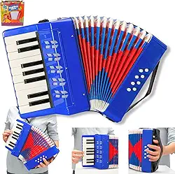 Acordeon Sanfona Gaita Infantil 8 Baixos 17 Teclas Brinquedo (Azul)