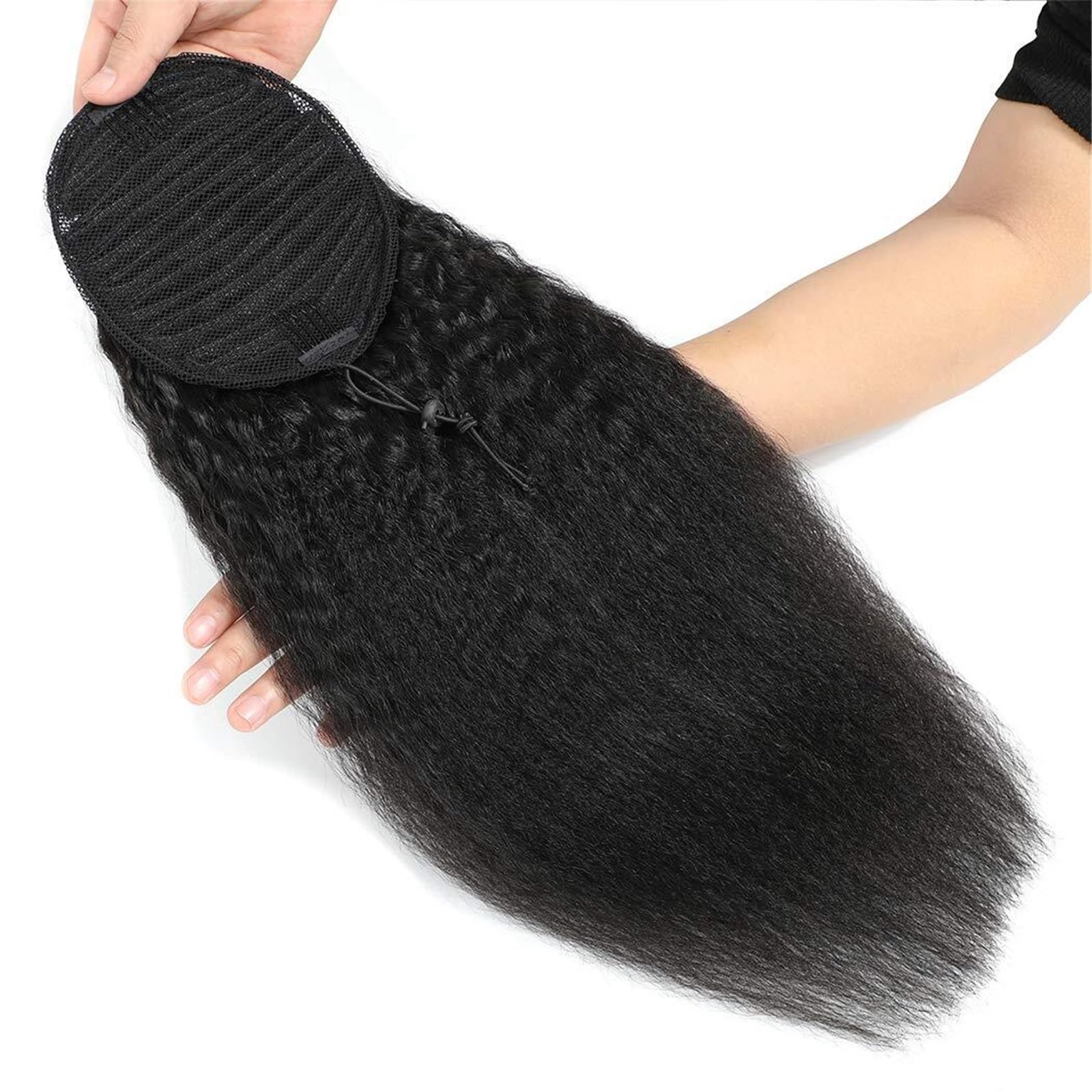 Naturalny Brazylijski, prosty, kręcony kucyk ze ściągaczem, doczepiane włosy ludzkie, kucyk Remy z klipsem Idealny wygląd(22inches)