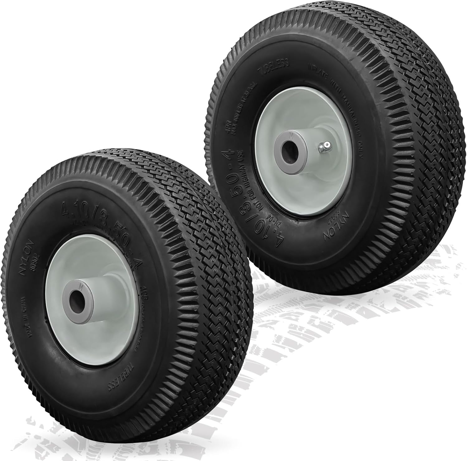 BigHead 105-3471 Front Wheel & Tire Assembly for Lawn Mowers | Compatible with Toro TimeCutter/Exmark Quest Z-Turn Riding Mower 4.10x3.50-4 Tire, 3/4" ID, 4-1/4" Hub Length with Grease Zerk (2 Pack) 2 Pieces