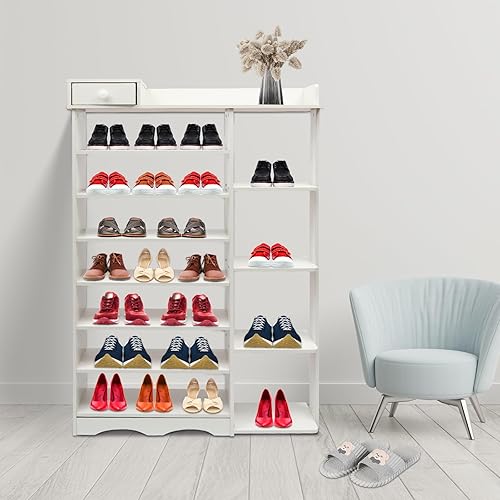 YIYIBYUS Zapatero de 8 niveles, gabinete de torre de pared, organizador de almacenamiento de zapatos, estante de zapatos de entrada