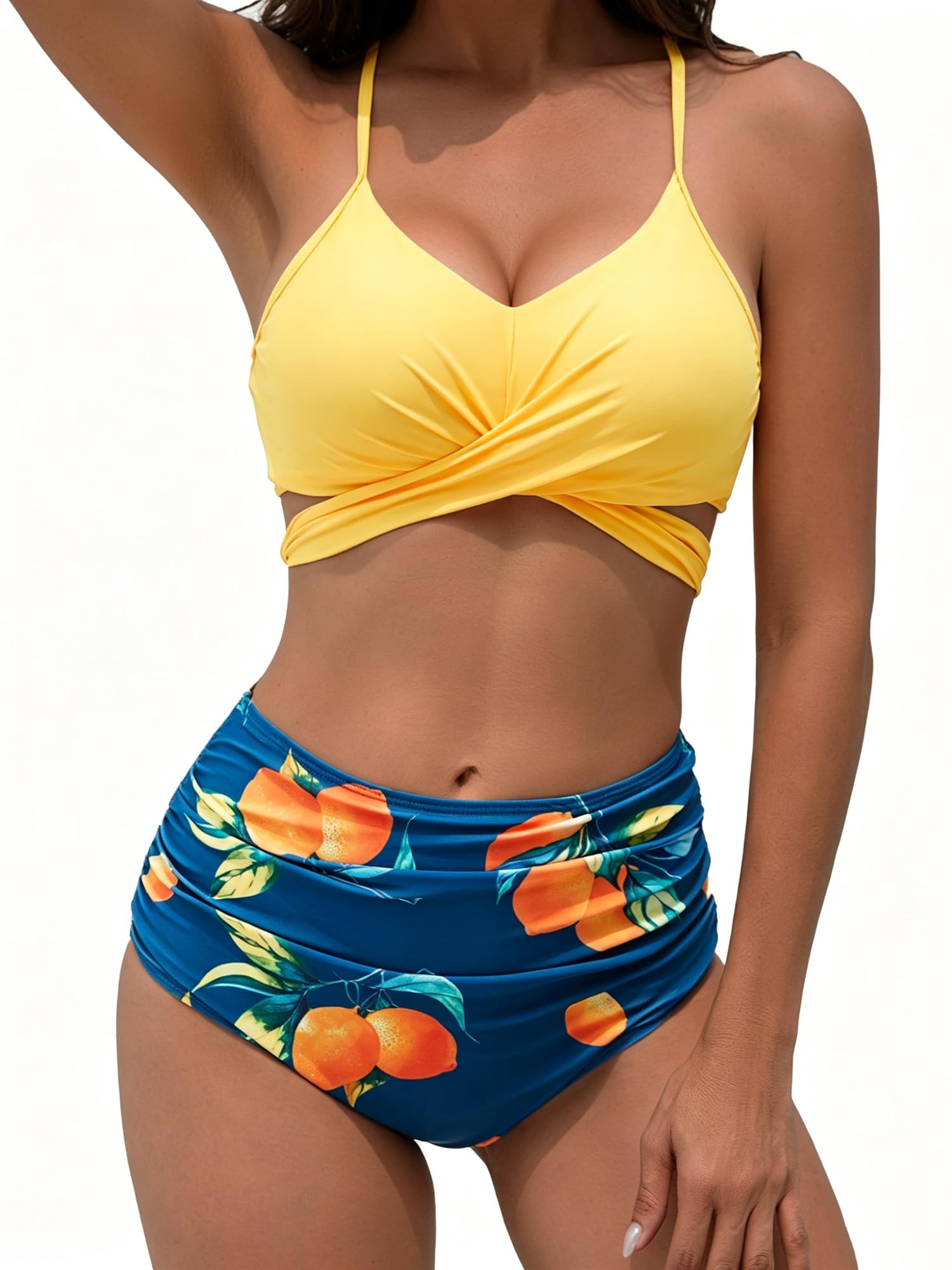 Bikini Damen Set, Bauchweg High Waist Bademode Push Up Shape