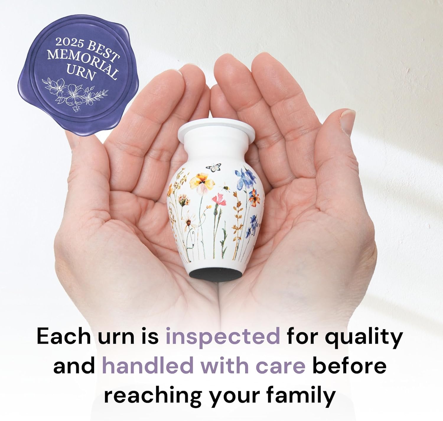 Cremation Urns for Human Ashes Adult Female | Human Urn for Ashes for Women | Decorative for Cremation, Funeral, Burial, Home | Handcrafted Keepsake - Wildflower - Image 4