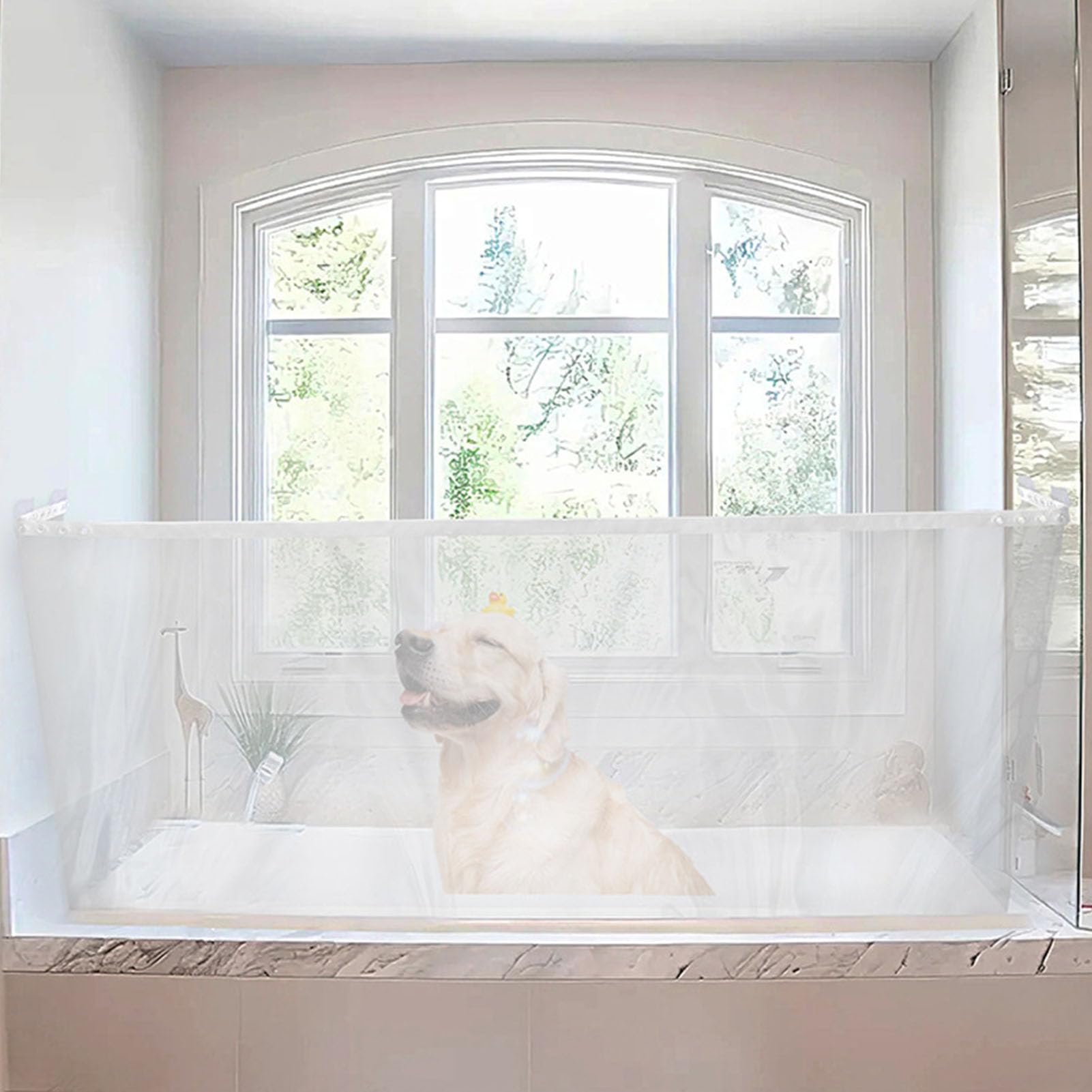Haofy Rideau de Douche pour Chiens Réglable Transparent avec des Crochets, Matériau EVA, 195x90cm, adapté à Divers Scénarios, Facile à Installer