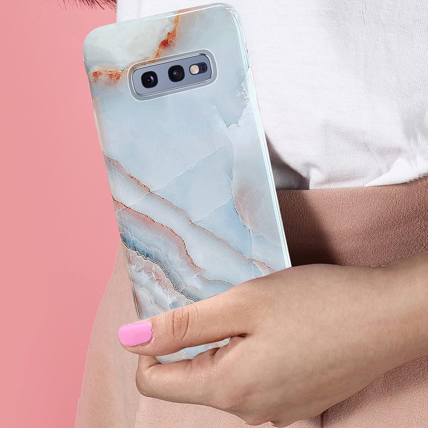 J.west Galaxy S10E Case 5.8-inch, Grey Marble Print Pattern Design Cute Graphics Stone Slim Protective Sturdy Soft Silicone Phone Case Cover Women Girls for Samsung Galaxy S10e (Agate Slice)