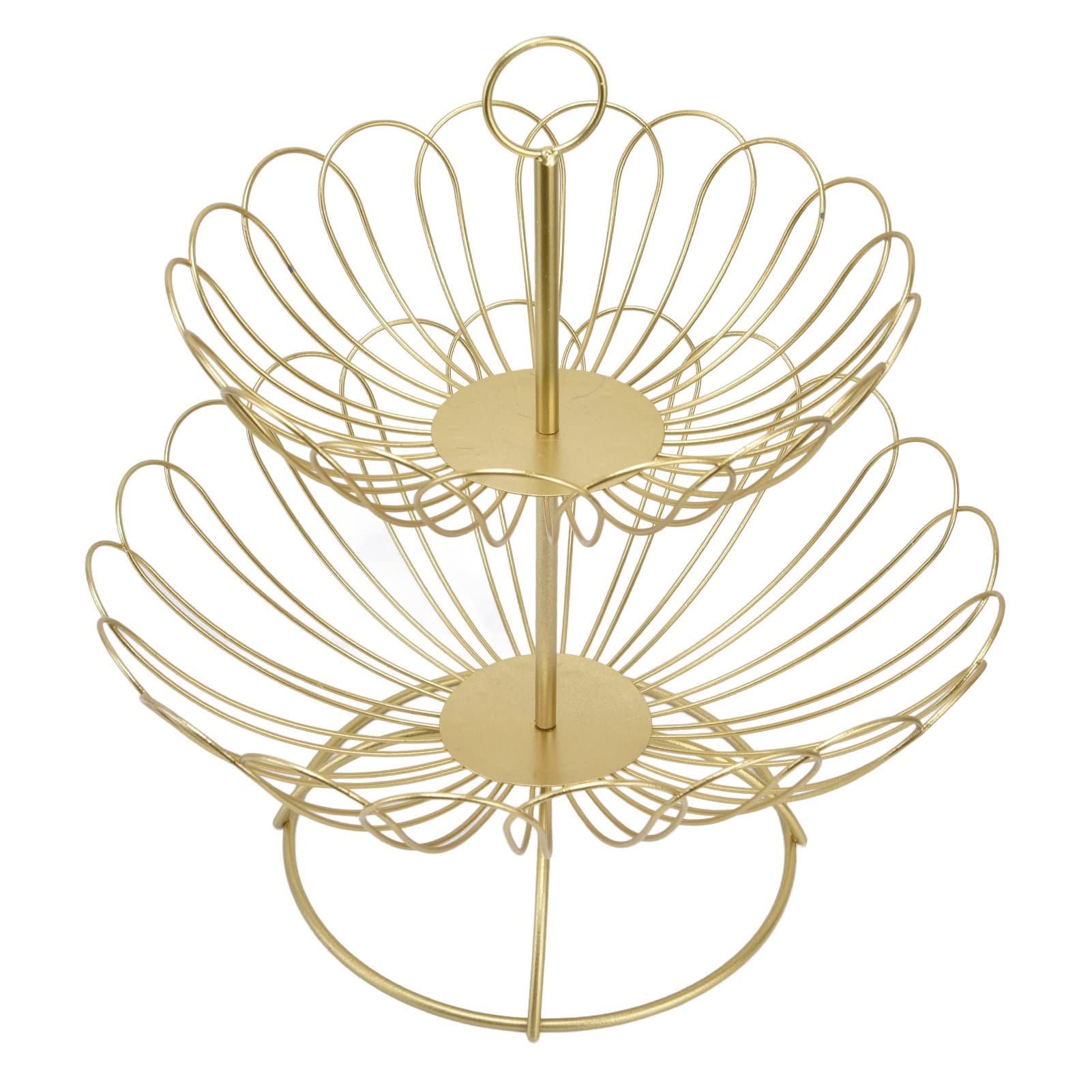 Atyhao Gold Fruit Basket, Detachable 2-Layer Geometric Large Capacity Anti-Scratch Gold Fruit Holder for Home Decoration