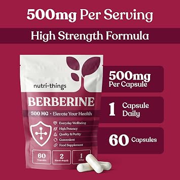 مكمل Berberine 500mg - دعم العافية المثلى ، مضادات الأكسدة الفائقة للمناعة ، العرض الشهري للعافية اليومية ، نظام المناعة وزيادة صحة الأمعاء ، سكر الدم والتحكم في الكوليسترول