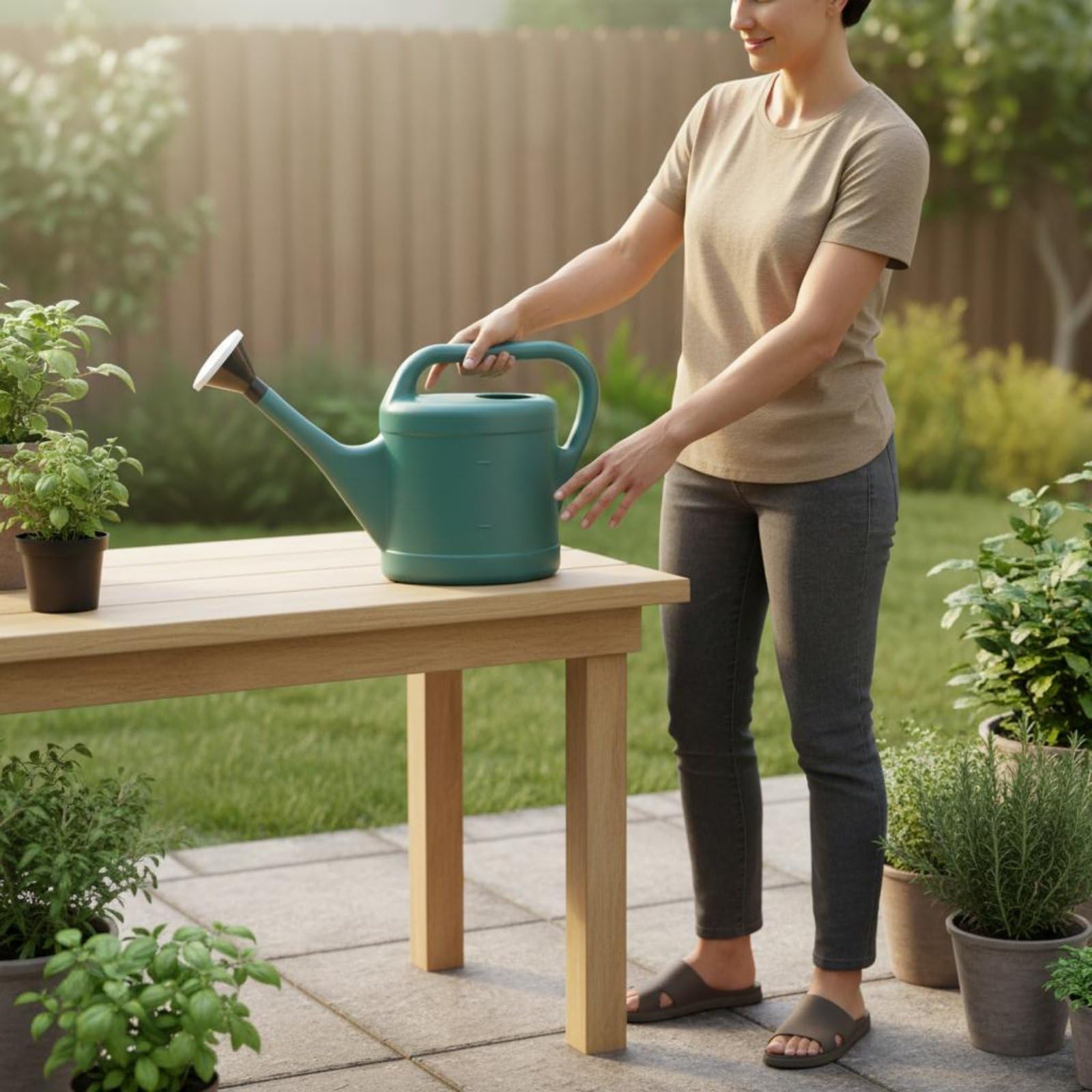 Arrosoir à Bec pour Arrosage Ciblé Tête Échangeable pour Jet et Pluie Grande Ouverture Supérieure Anse Confortable Fabrication Solide Adapté à, 8L