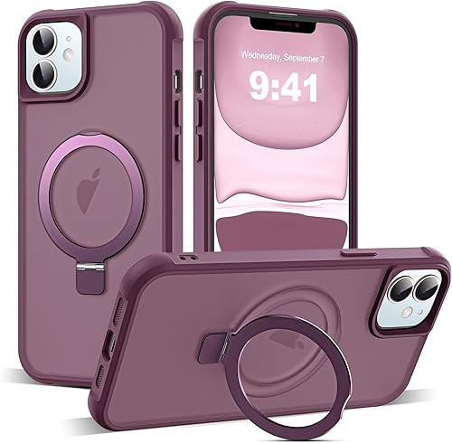 Miniatura 168 de Funda de grado militar compatible con iPhone 14 Plus de 6.7 pulgadas, con soporte magnético invisible tipo anillo, compatible con MagSafe y gran