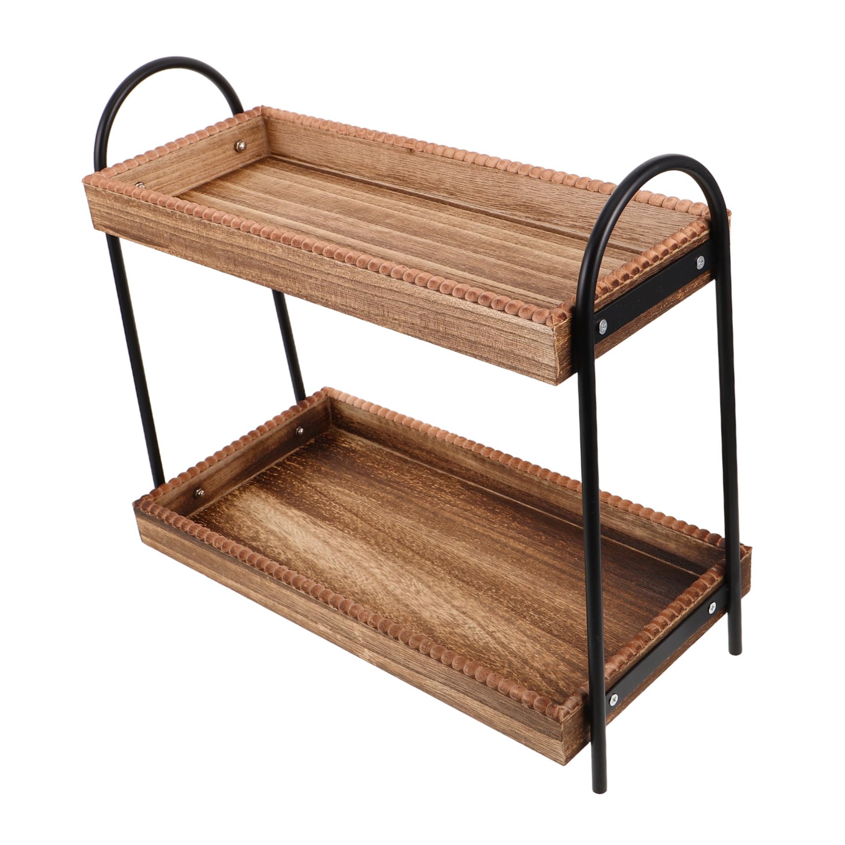 Plateau organisation en bois avec étagère de rangement pour articles de toilette et épices