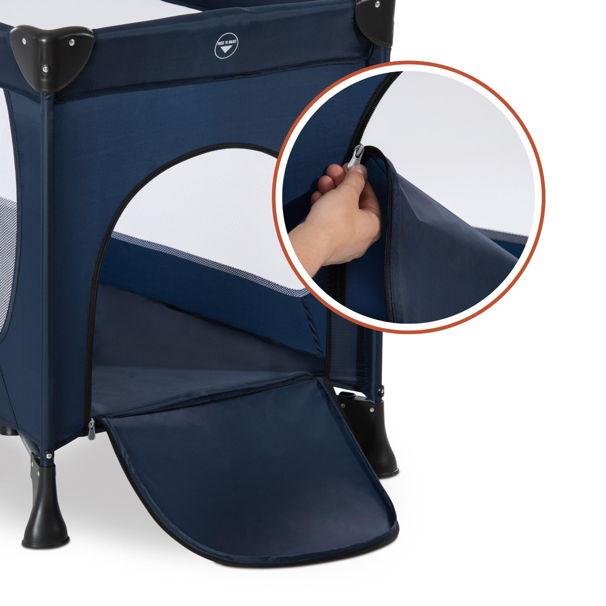 hauck Lit Parapluie Bebe Dream N Play Plus 120x60 cm avec Accès Frontale, dès la Naissance à 15 kg, Sac de Transport, Fond Rembourrée, Léger, Pliable et Compact - Navy Aqua