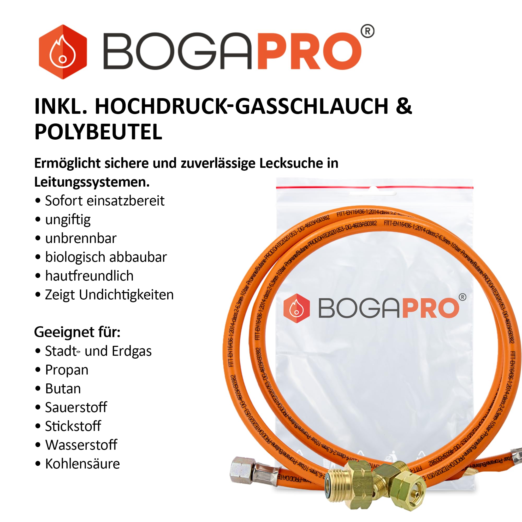 Anti-Vereisungsset für Propangasflaschen, Anschluss für Mehrflaschenanlage, Zwischenstutzen und Gasschlauch, zum gleichzeitigen Betrieb mehrerer Gasflaschen inkl. Polybeutel