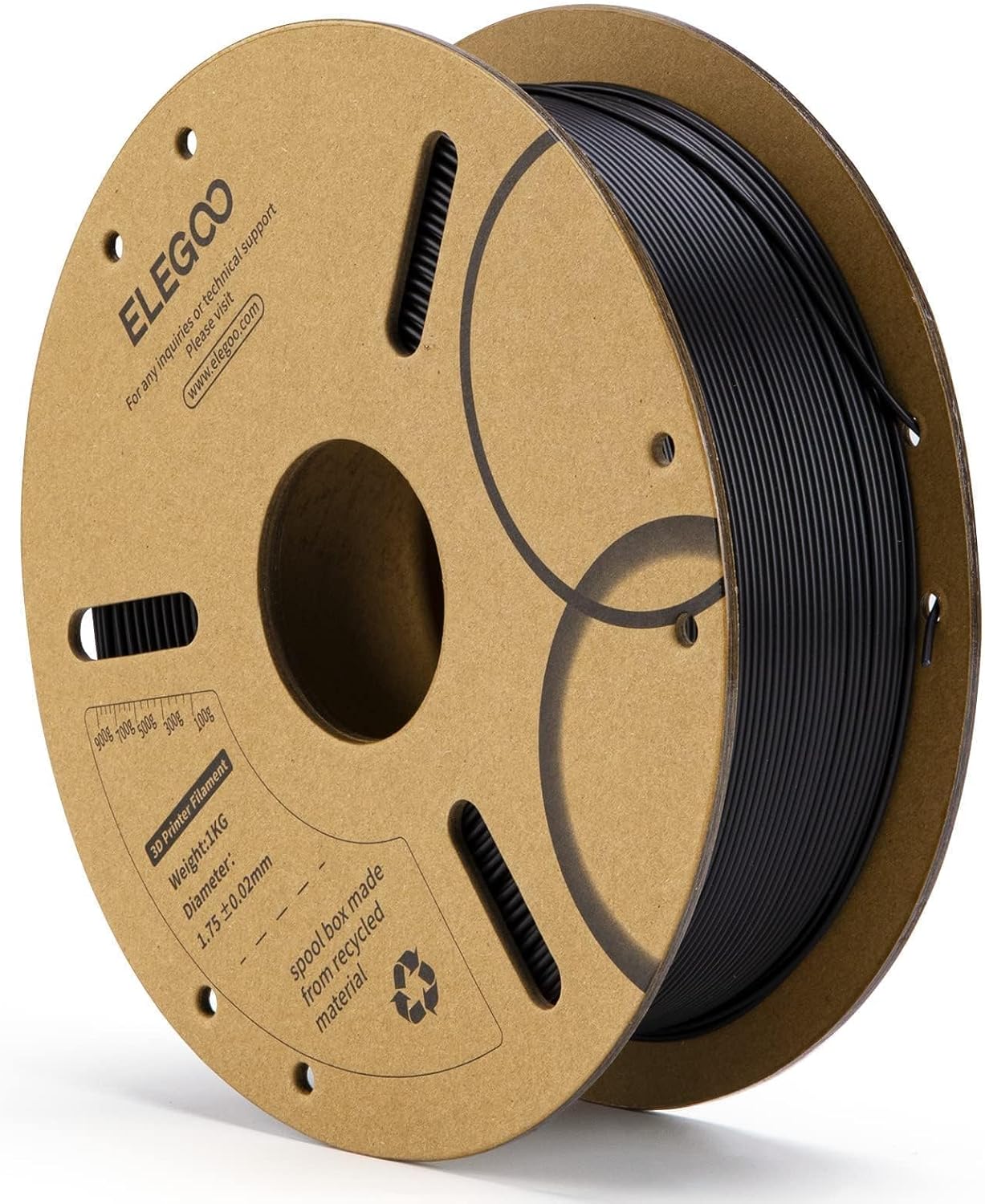 ELEGOO PLA 3D Printer Filament 1.75mm Black 1KG