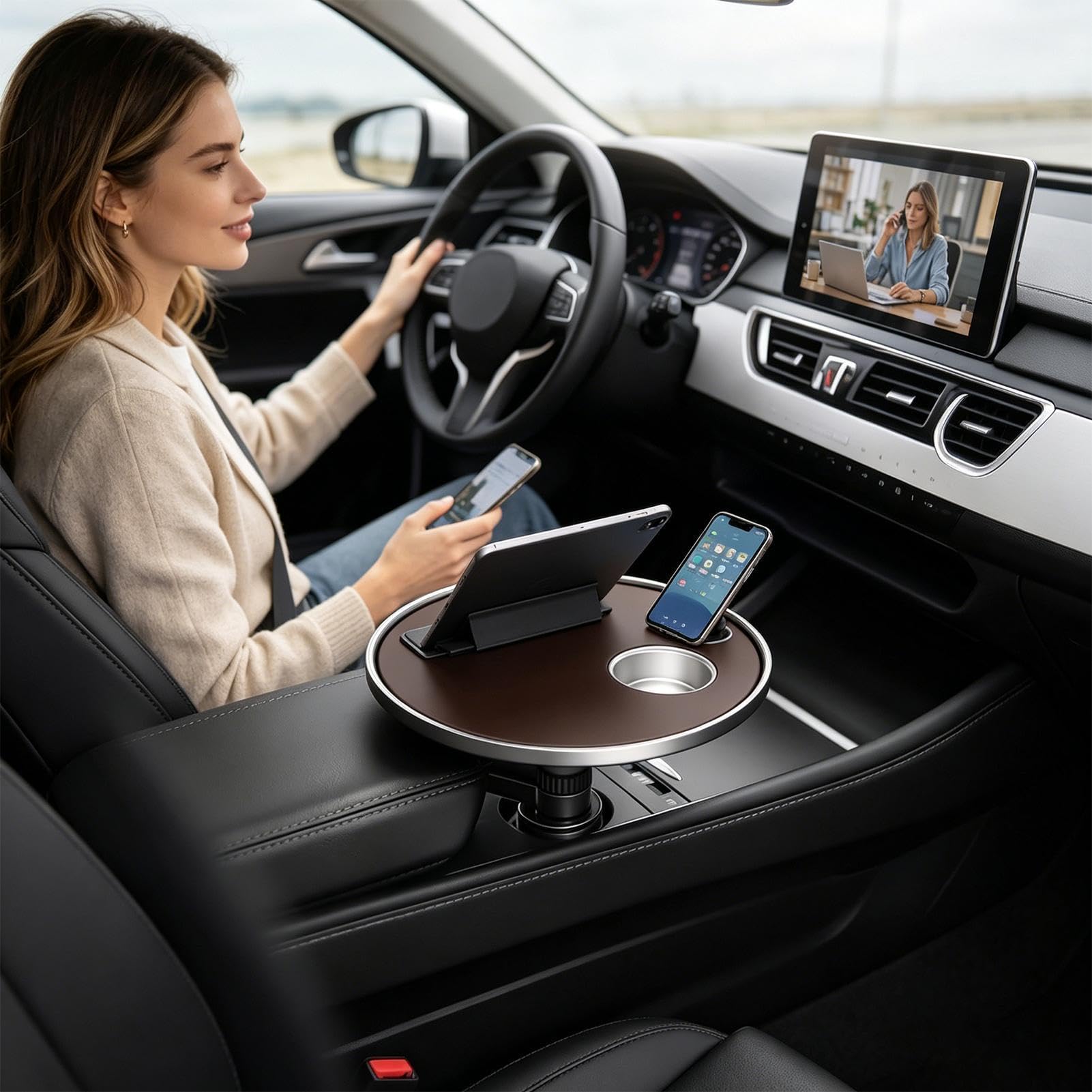 Vassoio da tavolo in auto Tavolo Organizer Da Lavoro Per Veicolo | Vassoio Montabile Su Auto per tablet laptop snack cibo viaggi viaggio su strada guida pendolarismo vacanza
