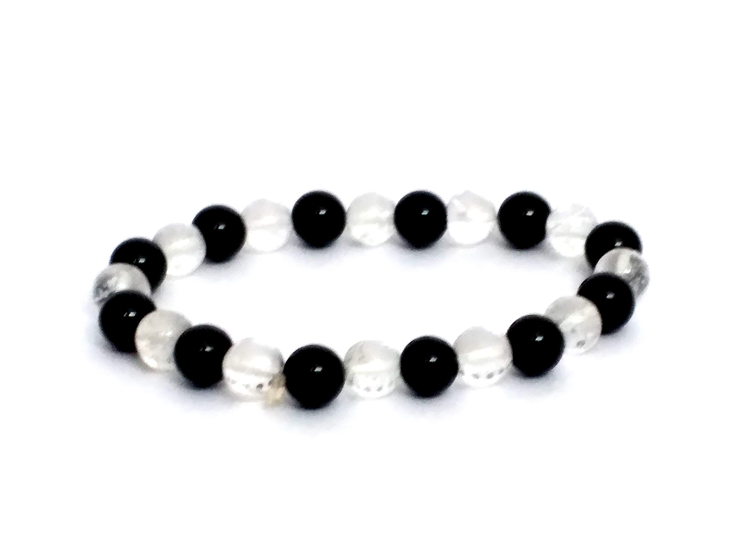 ASTROGHAR Black onyx & clear quartz stretch bracelet for health & protection (B07G78PND4) Amazon Price History, Amazon Price Tracker