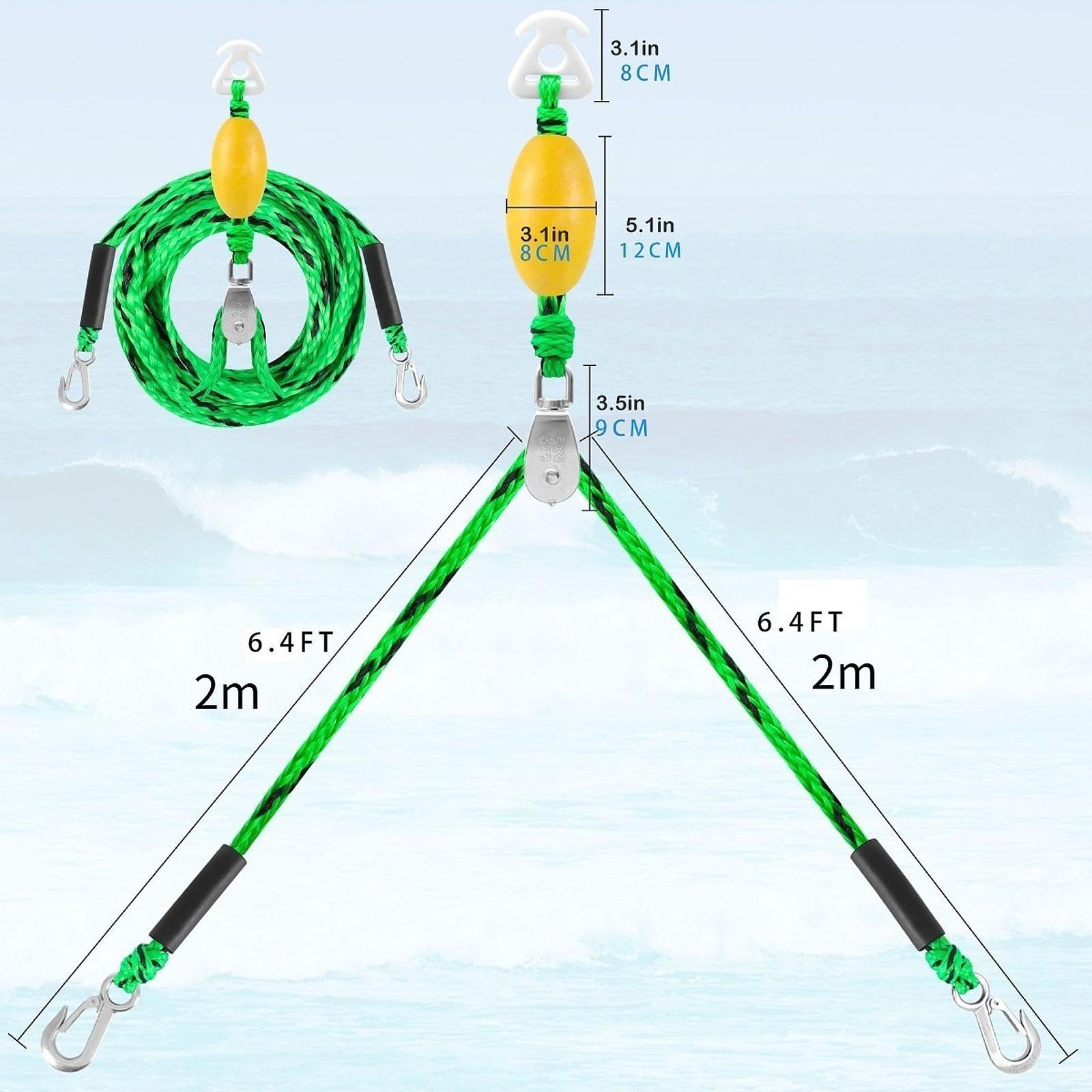 Corda Traino Barca Accessorio Traino Nautico Corda Traino Tubing Fune Traino Wakeboard Struttura in Polietilene Galleggiante Ideale per attività a