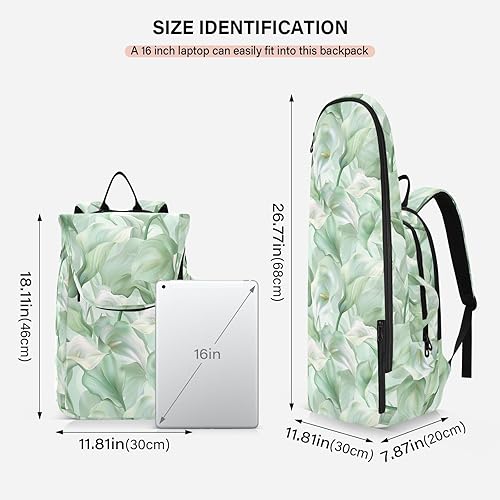 Miniatura 3 de Bolsa de tenis y bádminton bonita y resistente con flores de lirio de cala, colores pastel, verde menta, bolsa de tenis con capacidad para 2