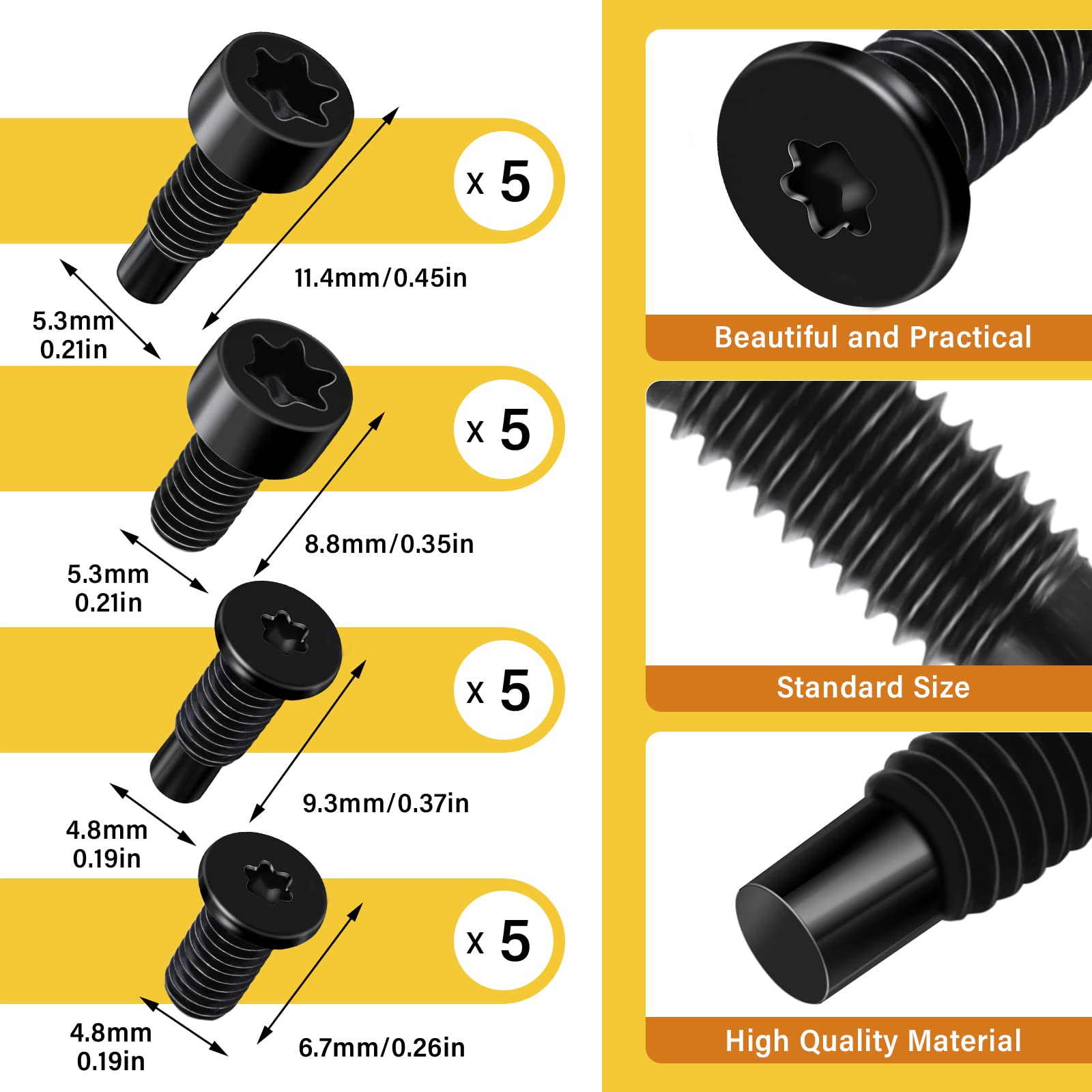 Juego de 4/20 tornillos de repuesto para timbre, T5, T16, tornillos de seguridad para timbre, accesorios compatibles con timbre de video, timbre de video 2 (largo/corto)