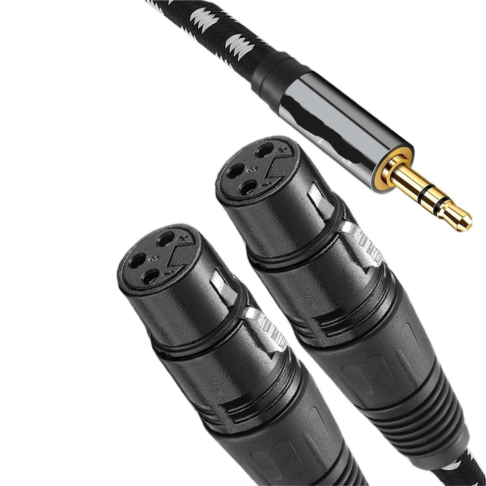 Pleciony materiał 1/8 ''3,5 mm TRS Jack męski na podwójny XLR żeński kabel audio folia OFC + oplot ekranowany dla głośników(1,5m)