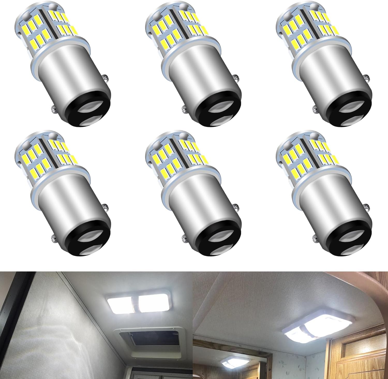 UNXMRFF Double Contact 1142 1076 LED Bulb White for Camper
