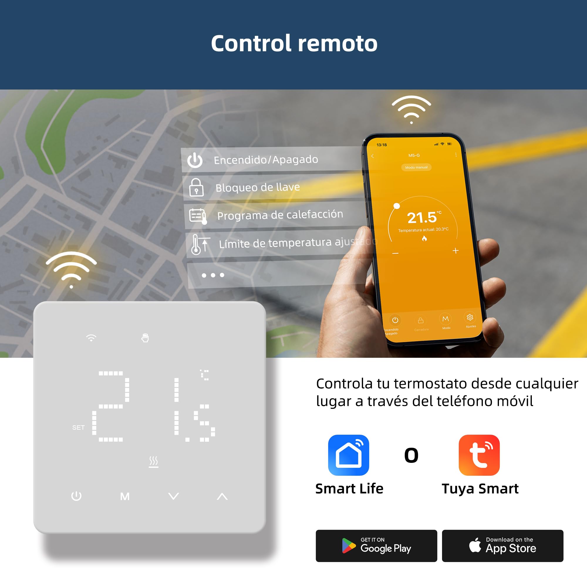 BEOK CONTROLS Beok Termostato Calefaccion WiFi Compatible con Alexa,Google,Termostato Digital Inalambrico Calefaccion para Calderas de Gas Natural Agua TGM50-WIFI