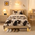 2 Pcs Cow Print Faux Fur Duvet Cover Set, Twin Fluffy Bedding, Brown | Shaggy Furry Texture with Hidden Zipper and Corner Ties, Adds Cosy Western Style To Dorms, Bedrooms and Guest Rooms