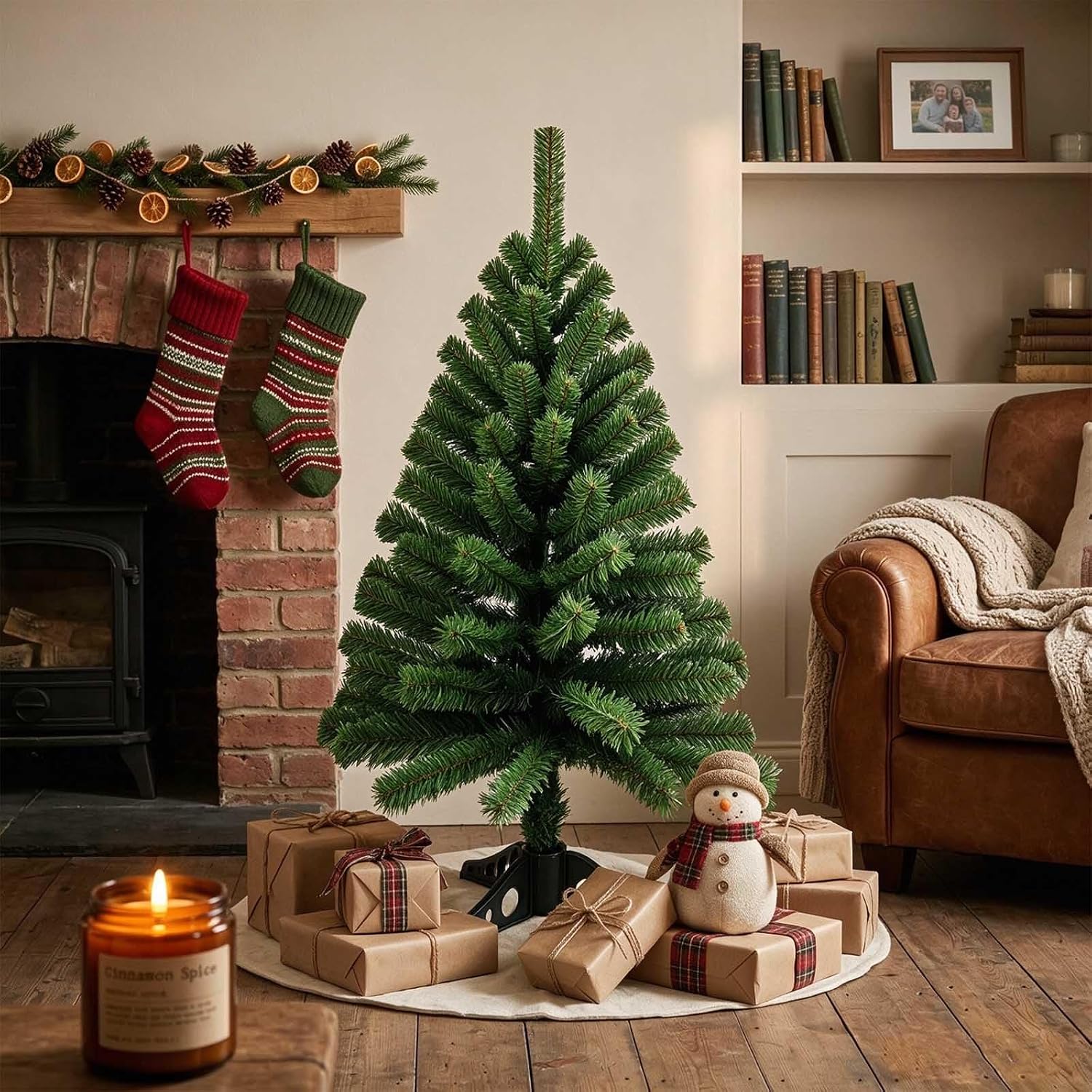 3FT Small Christmas Tree – Premium Mini Xmas Artificial Trees for Home, Tabletop, Office, Apartment, Indoor Holiday Decorations, Easy-Assembly Metal Hinges & Foldable Base (Dark Green)