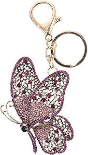 [GLEAVI] 蝶のキーホルダー ラインストーンくりすたるキーリング バッグ飾り 女性用アクセサリー や友人への贈り物向け