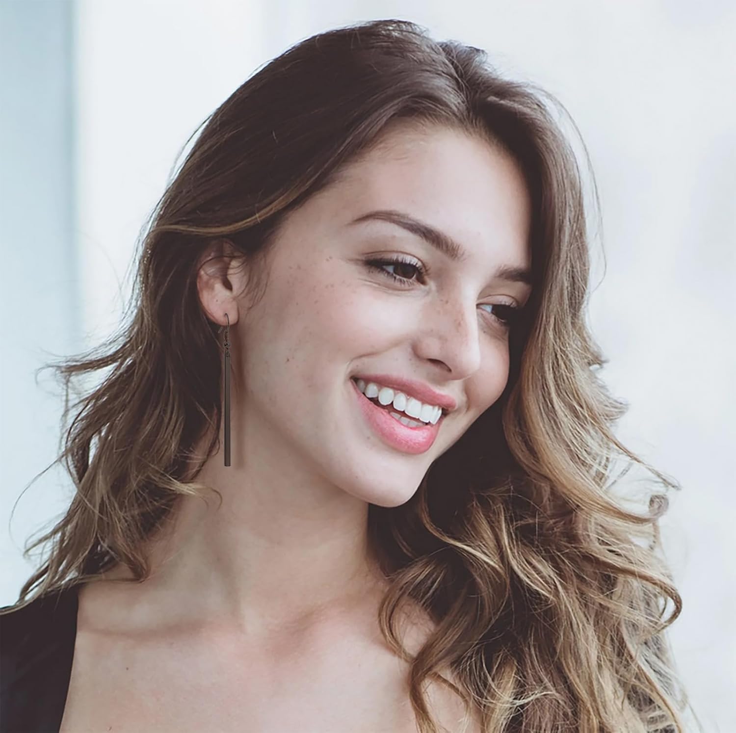 Long Vertical Bar Drop Dangle Earrings 18K Gold Plated/Silver Filled Earrings Minimal Bar Earrings Dainty Geometric jewelry for Women - Image 2