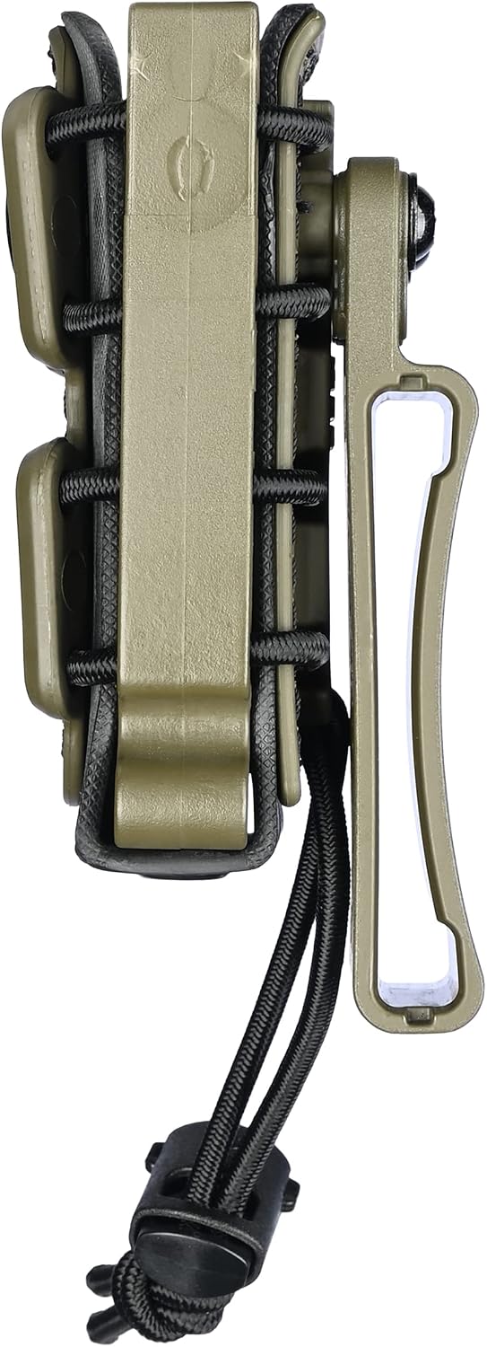 (Black with OD Green) Soft Shell Scorpion -Short- Pistol Mag Carrier with Belt Loop (1.75-2.25) 100% Made in The USA