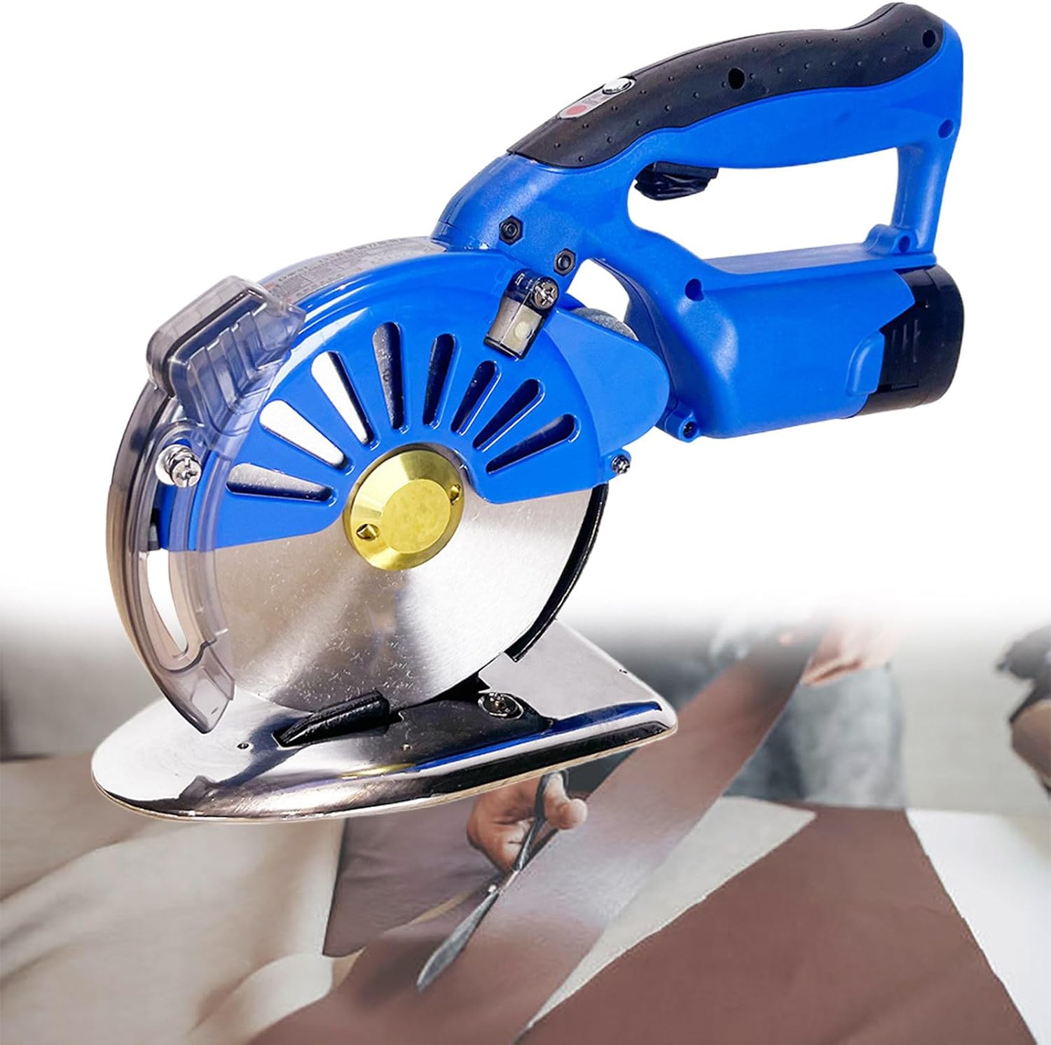 Electric Fabric Rotary Cutter, Speed Adjustable Fabric Scissors 125mm Round Blade 40mm Thickness Cutting Machine for Multilayer Fabric Leather Cloth Carpet,