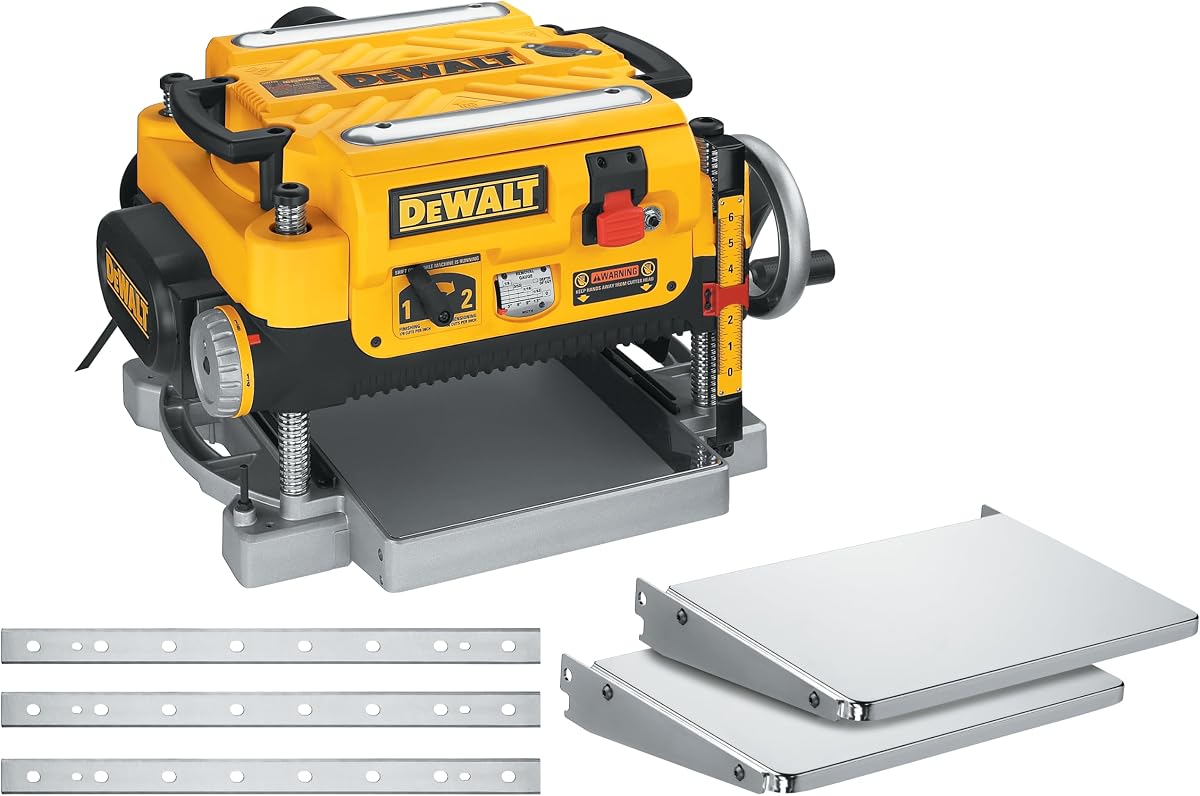 Cepilladora de espesor DEWALT, cepilladora de madera de 13 pulgadas, tres cuchillas y dos velocidades, motor de 15 A, 20 000 RPM (DW735X)