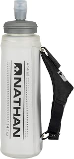 Nathan ExoDraw & ExoShot 2.0 Flask, Handheld Water Bottle for Marathons, Hiking, Ultra Running and Outdoor Activity, Reflective Silver, 14 Ounces