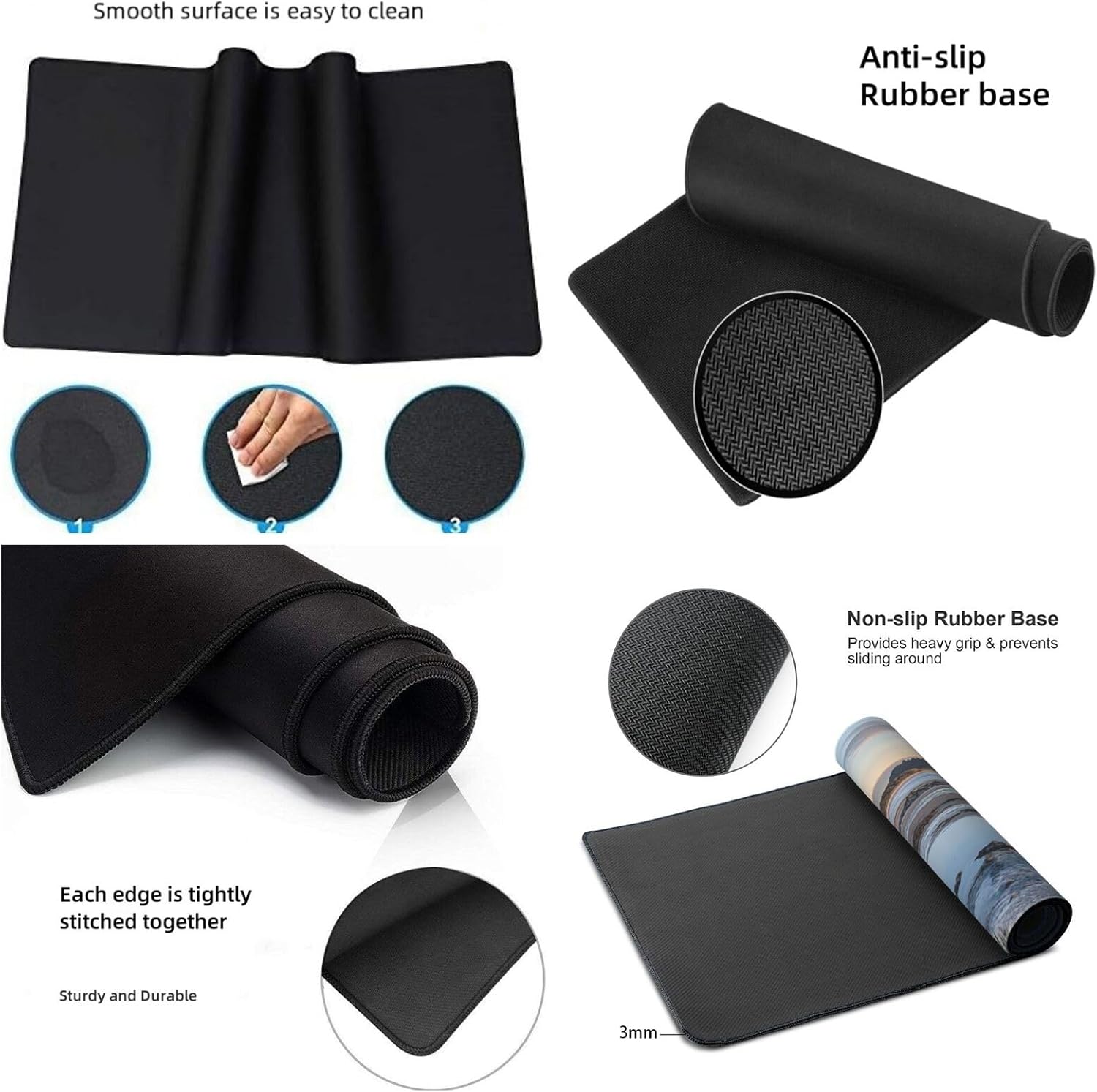 マウスパッド 風景 XXL 1000 x 500 x 4mm 海 大型ゲーミング エッジステッチ 滑り止めゴム台座 オフィス適用 デ