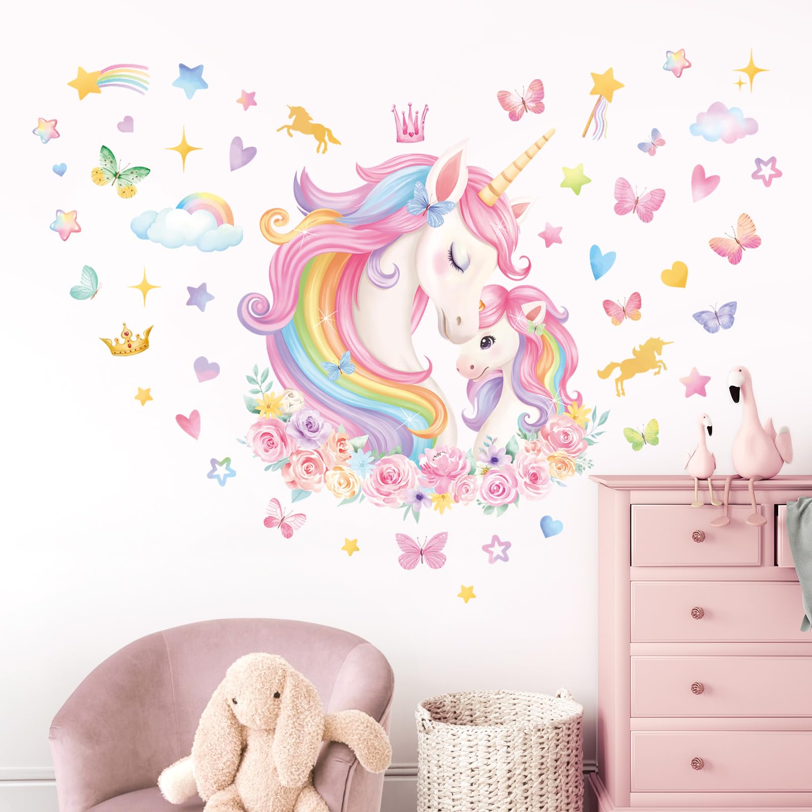 wondever Muursticker, kleurrijke vlinders, muurstickers, aquarel, vlinders, meisjes, muurdecoratie, voor meisjeskamer, kinderkamer, babykamer