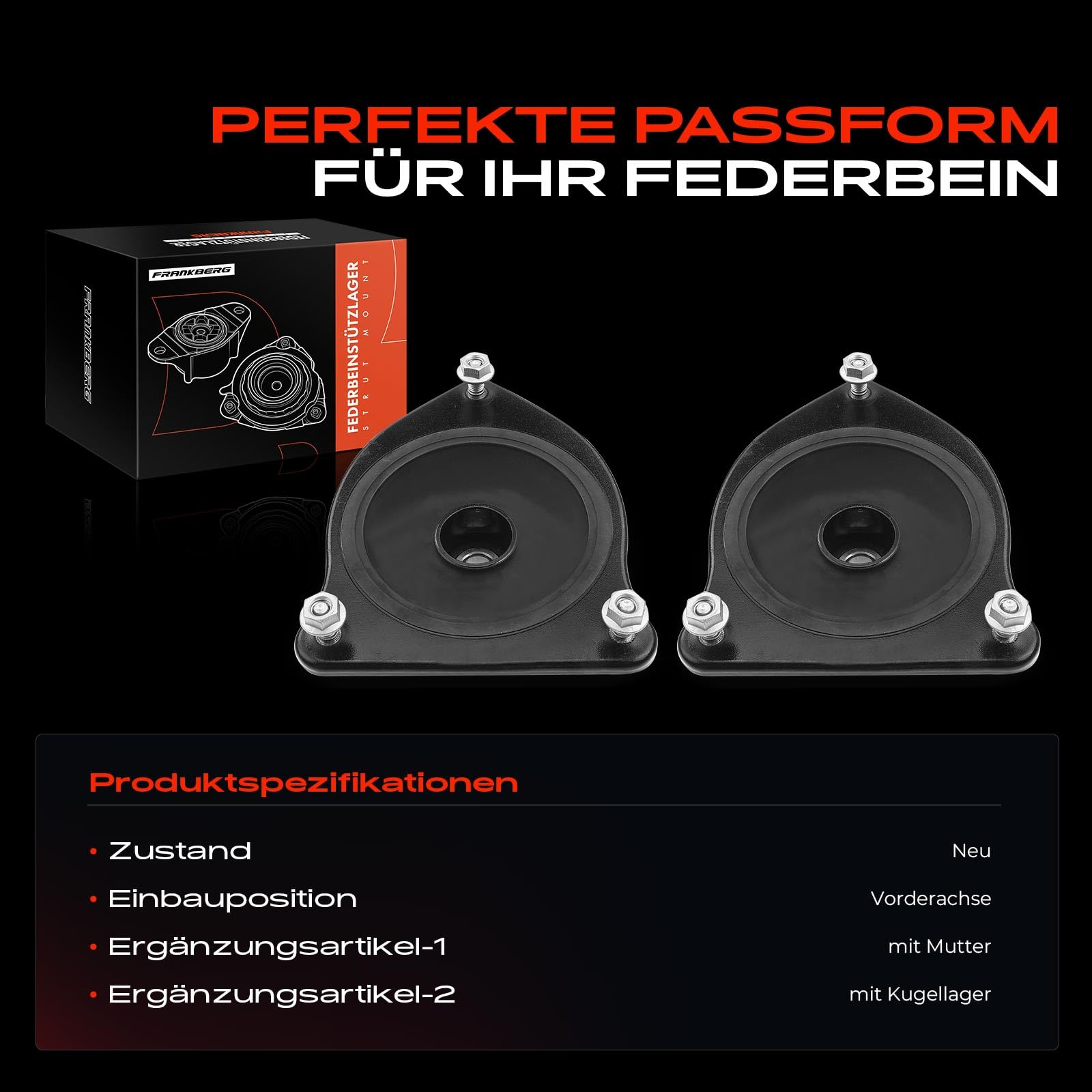 Frankberg 2x Federbeinstützlager Vorderachse Kompatibel mit M.i.n.i R50 R53 2002-2006 M.i.n.i Cabriolet R52 2004-2007 Replace# 31306764884