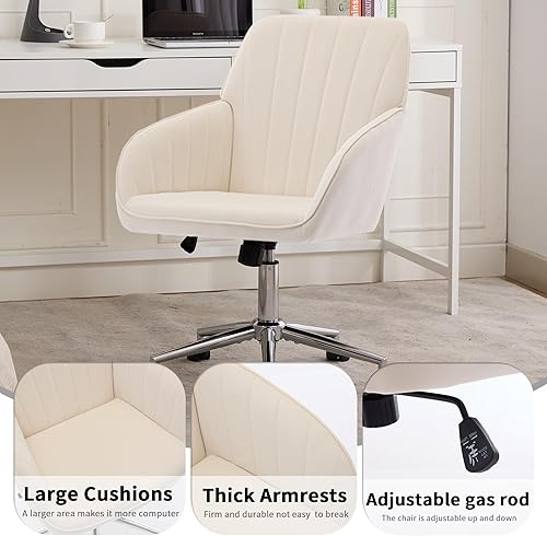 Miniatura 3 de Velvet Adjustable Office Chair with Swivel Wheels, Ergonomic Executive Chair for Bedroom, Study and Dressing Table, Comfortable for Long Sitting
