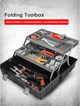 Tool Box Suitcase Tool Box Professional 3-layer Folding Toolbox Kit Case Hardware Repair Garage Plastic Material Glossy Home Storage Tool Case (Color : 17 Inch)