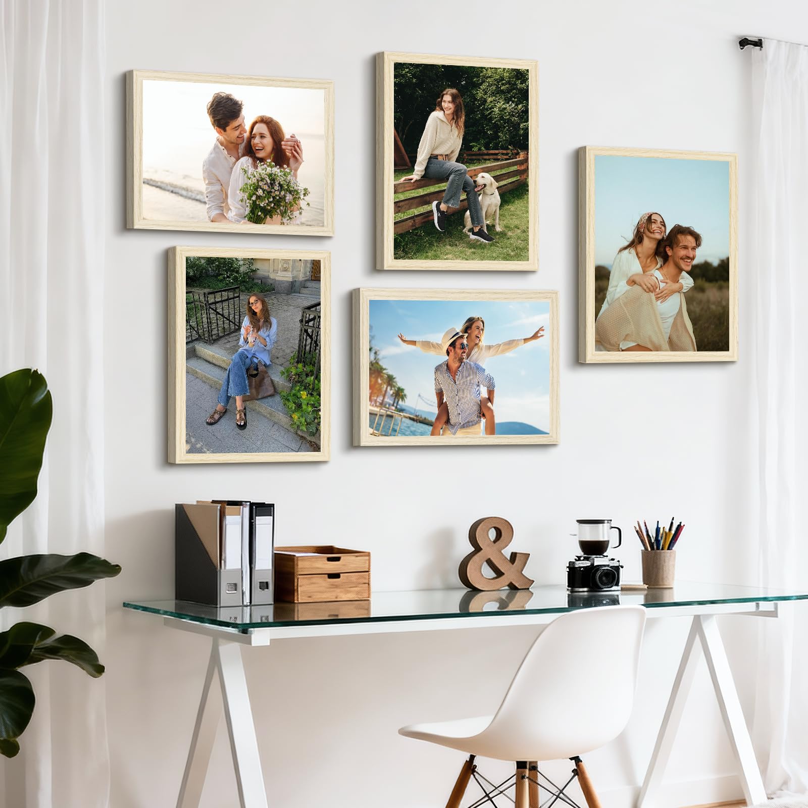 Lot de 5 Cadre Photo 30x40cm Naturel, Cadre Bois pour Poster