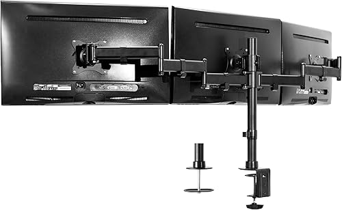 Miniatura 1 de VIVO Soporte de triple monitor ajustable y resistente, soporte articulado para 3 pantallas LCD de hasta 24 pulgadas STAND-V003M