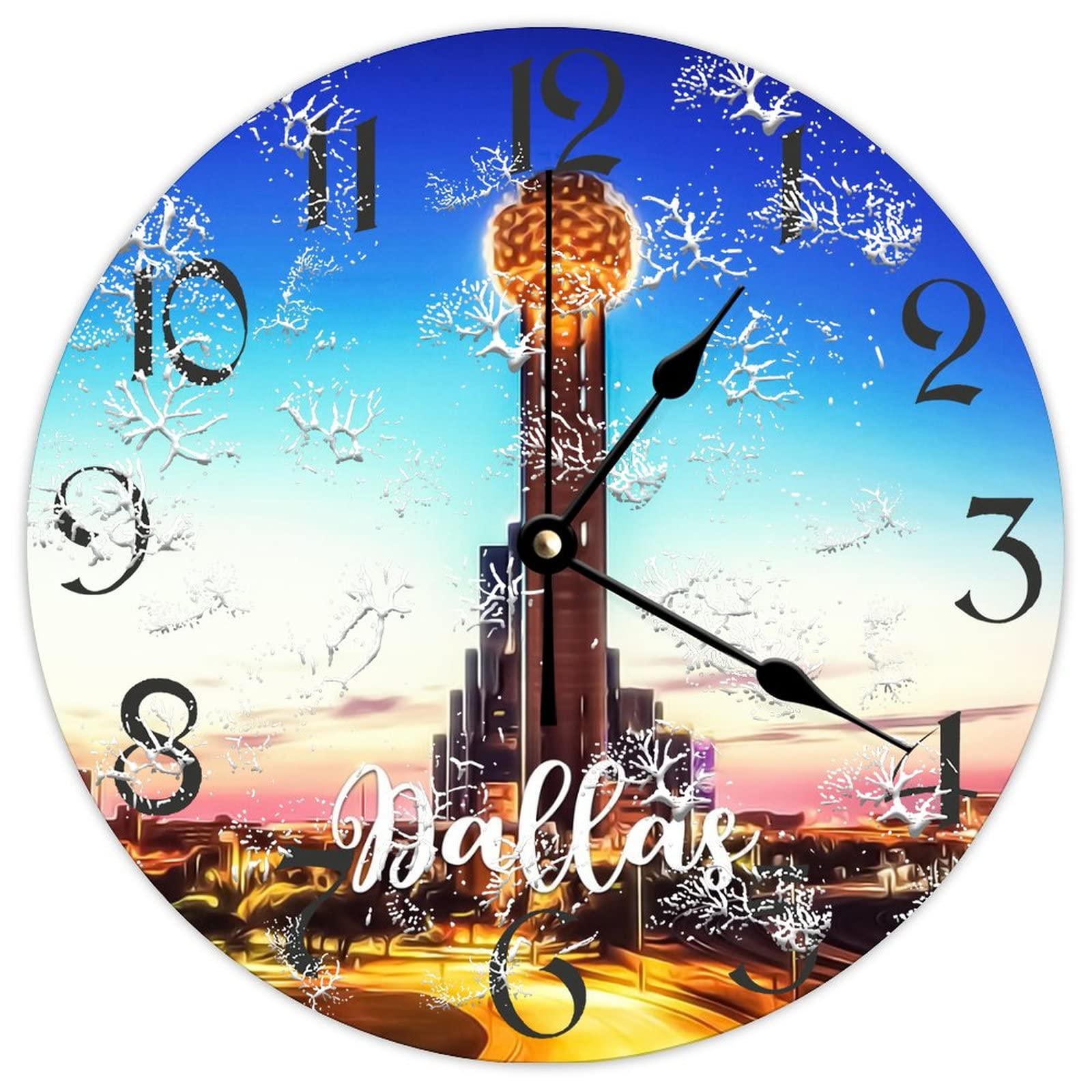 Horloge ronde en bois Dallas City, le cadeau rétro idéal à offrir
