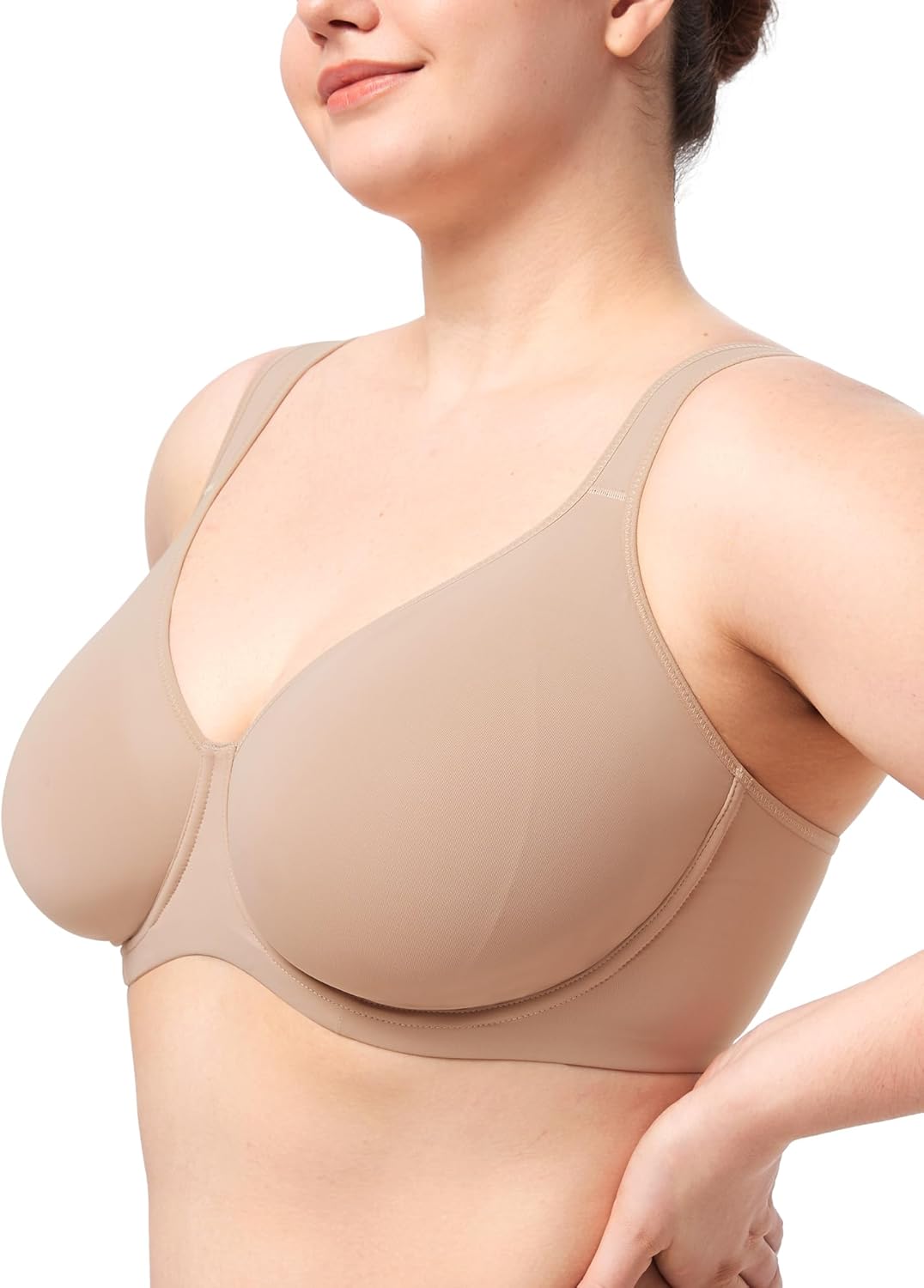 HSIA Bras for Women Minimizer Full Coverage, Plus Size T Shirt Unlined Underwire Smooth Bra, Seamless Cups Joan Ultimate Soft - Image 4