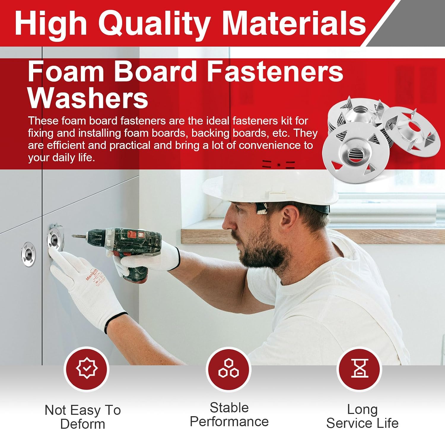 72PCS 1-1/8" Foam Board Fastener Washers, Galvanized Steel