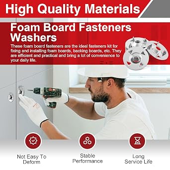 72PCS 1-1/8 Foam Board Fastener Washers, Galvanized Steel