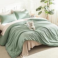 Litanika Sage Green Queen Comforter Set, 3-Piece Lightweight Down Alternative Bedding with Soft Cloud-Like Fill