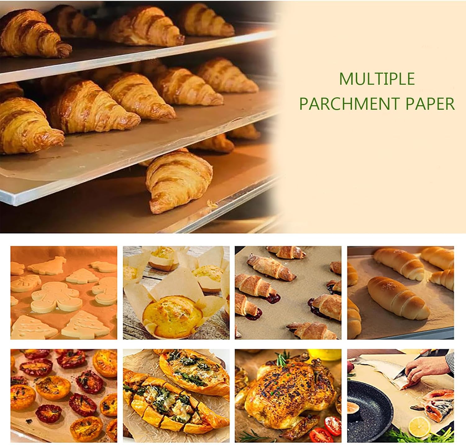 200 PCS 12 x 16 Inches Unbleached Parchment Paper Sheets for Baking, Precut Nonstick Baking Paper Squares for Toaster Oven Trays Parchment Paper Liners - Image 8