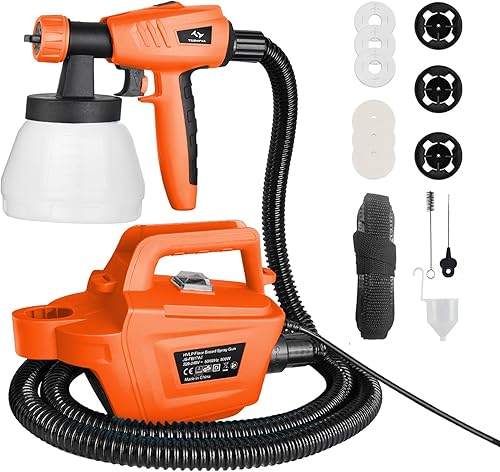Tilswall - Pistola de pintura HVLP eléctrica de 800W de alta potencia con 3 tamaños de boquilla, 3 modos de pulverización y contenedor desmontable