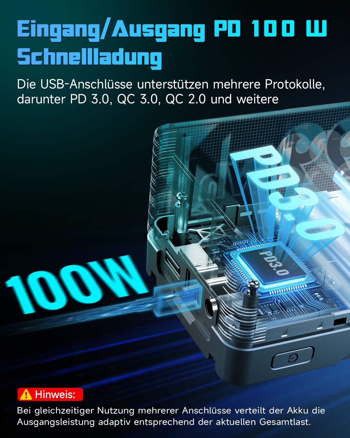 Rollei V-Mount Akku 99Wh V2 Pro 6400mAh/14.4V PD 100W USB-C Schnellladung | VLock Batterie mit Display & LED Licht Vmount Battery mit 2 USB-C/D-Tap/BP/USB-A/DC Anschlüsse für Camcorder Kamera