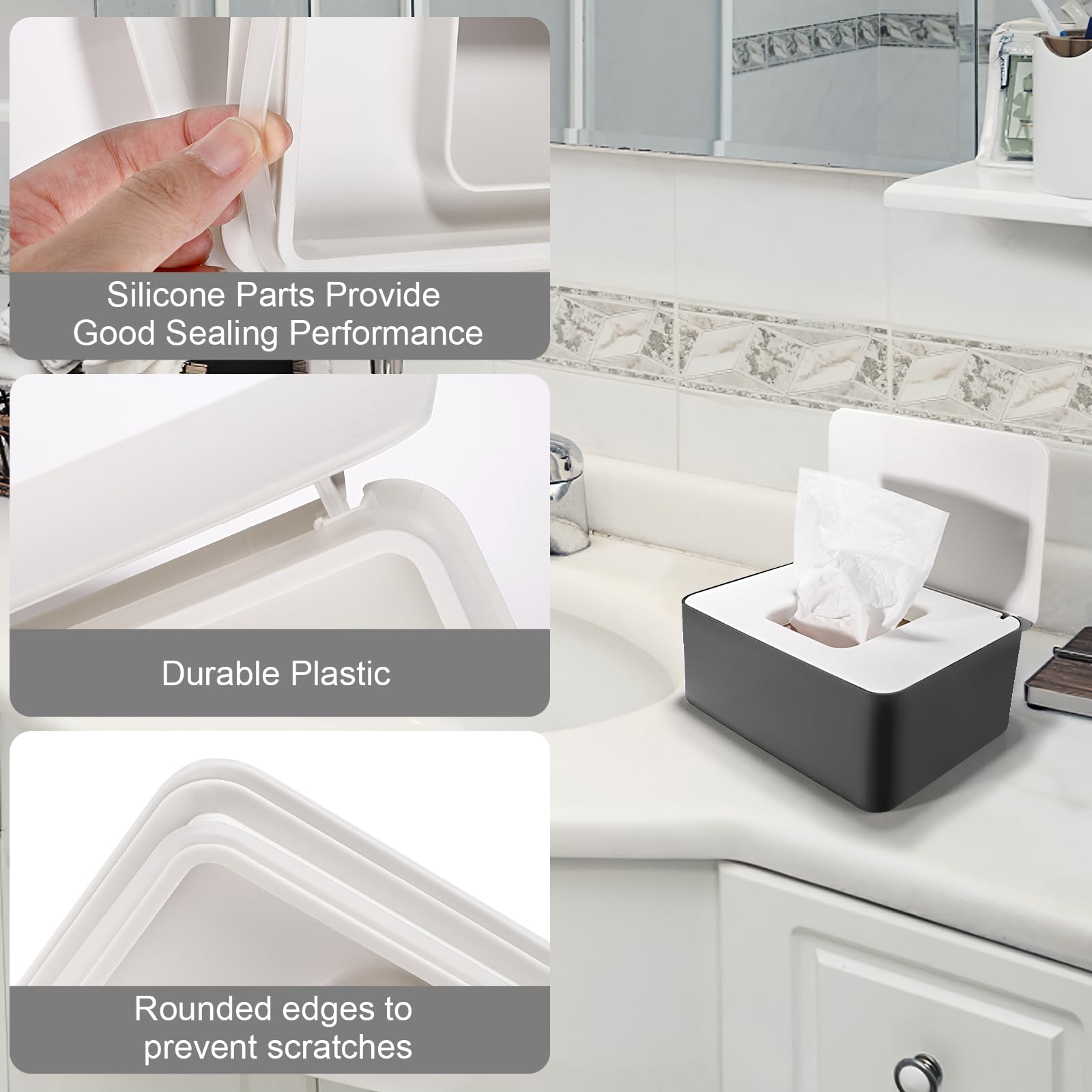 Rangement Pratique 2 Boîtes à Lingettes Humides Blanc - Distributeur Réutilisable 17x10cm - Pour Bébé, Maison Ou Bureau Boîte étanche Poussière